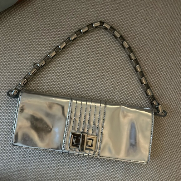 Kooba Silver Clutch with Chain Strap - Picture 1 of 4